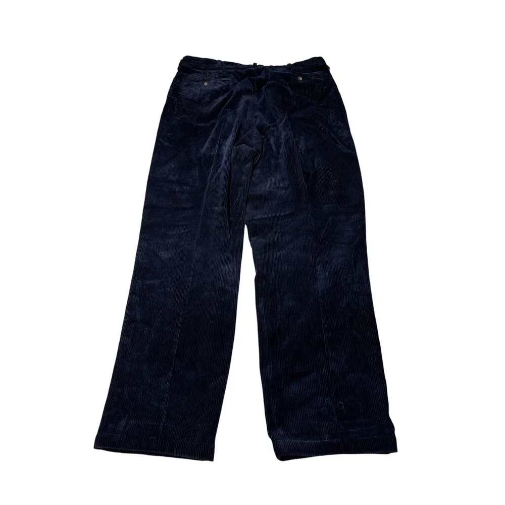 Polo Ralph Lauren Andrew Pant Navy Blue Corduroy Pleated Trousers Mens 36/32